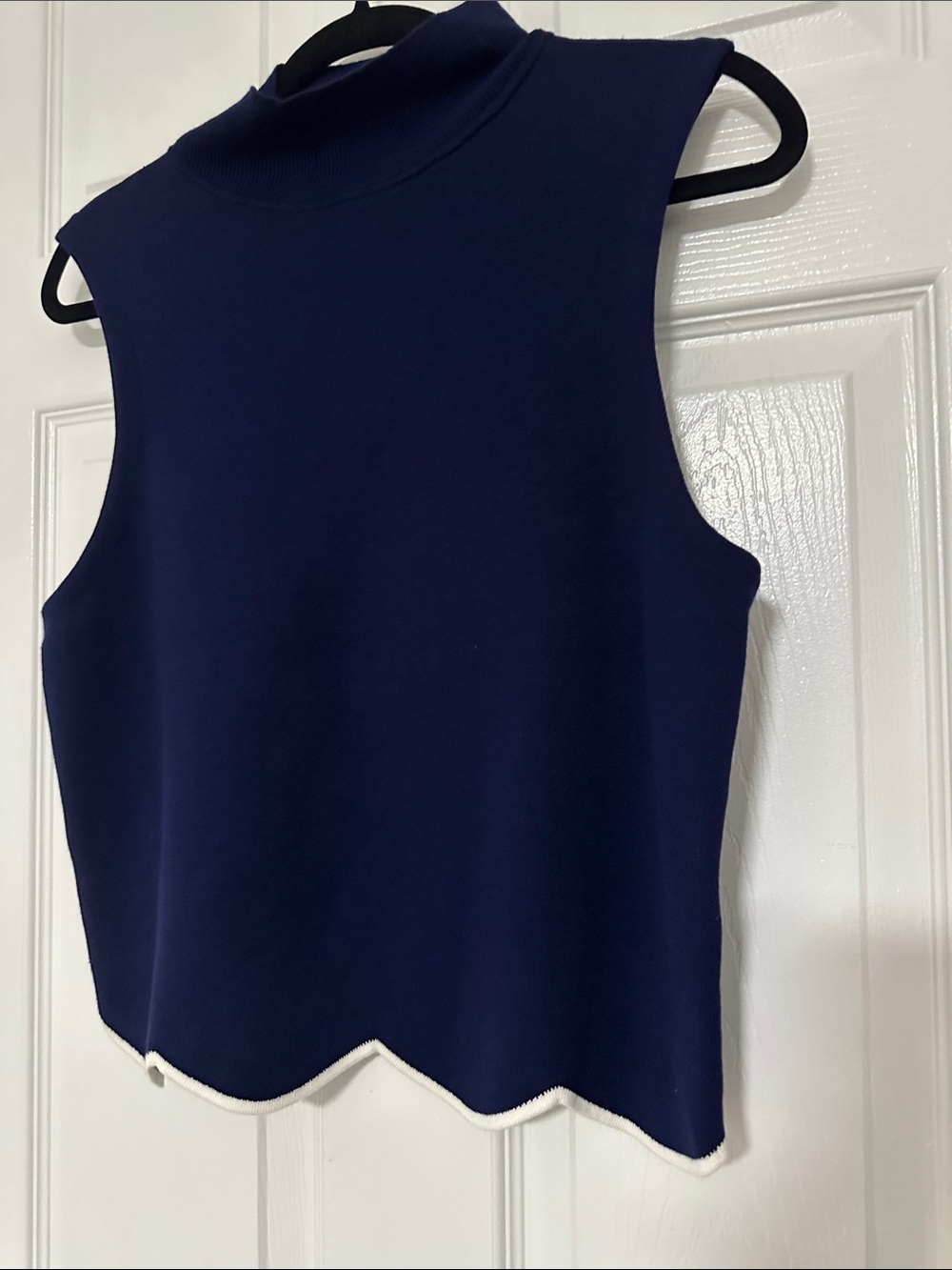 Maeve Scalloped Turtleneck Sweater Tank Top, Blue, Size Large/L, NWT